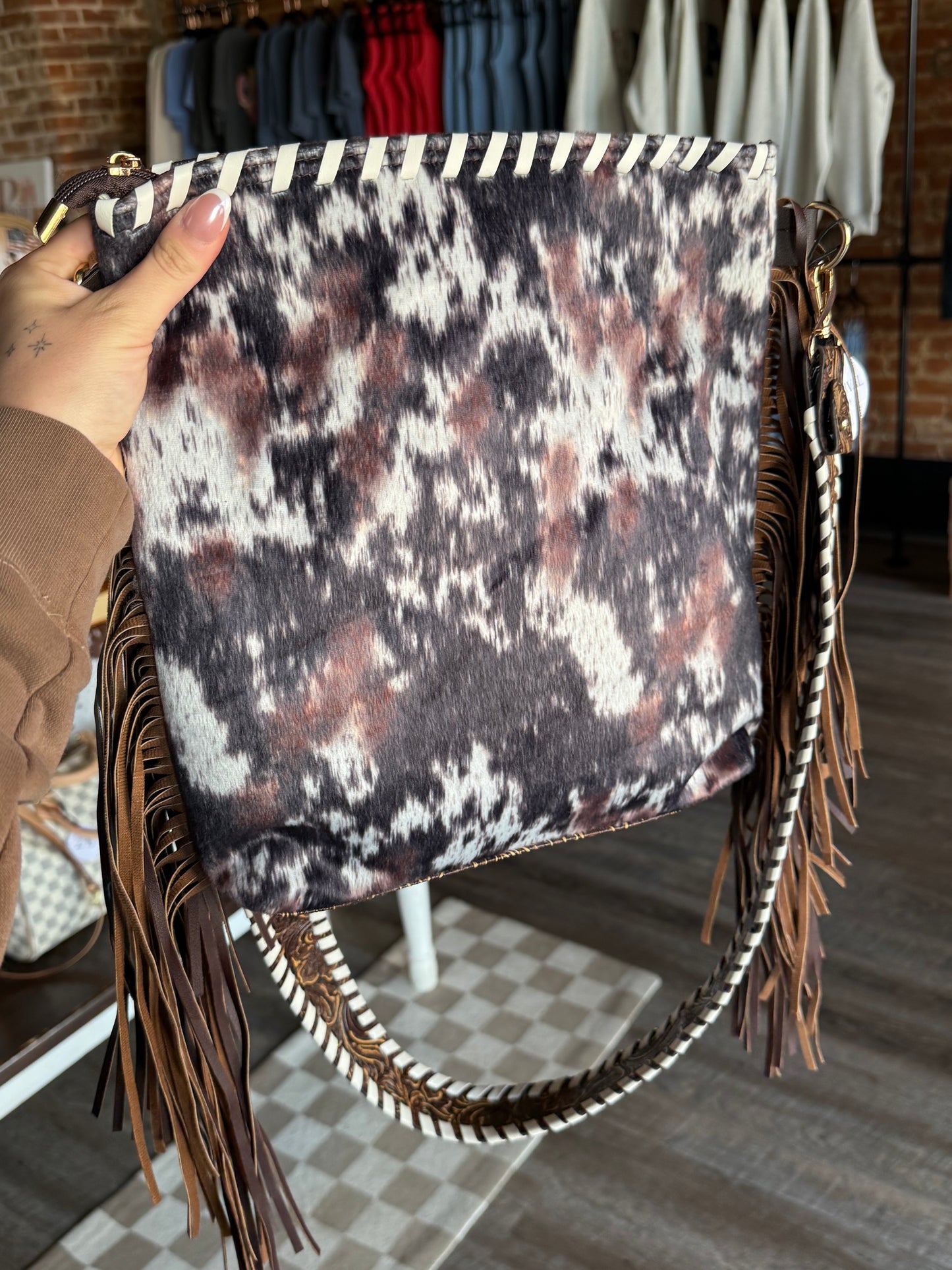 Luxury Cowhide Fringe Bag