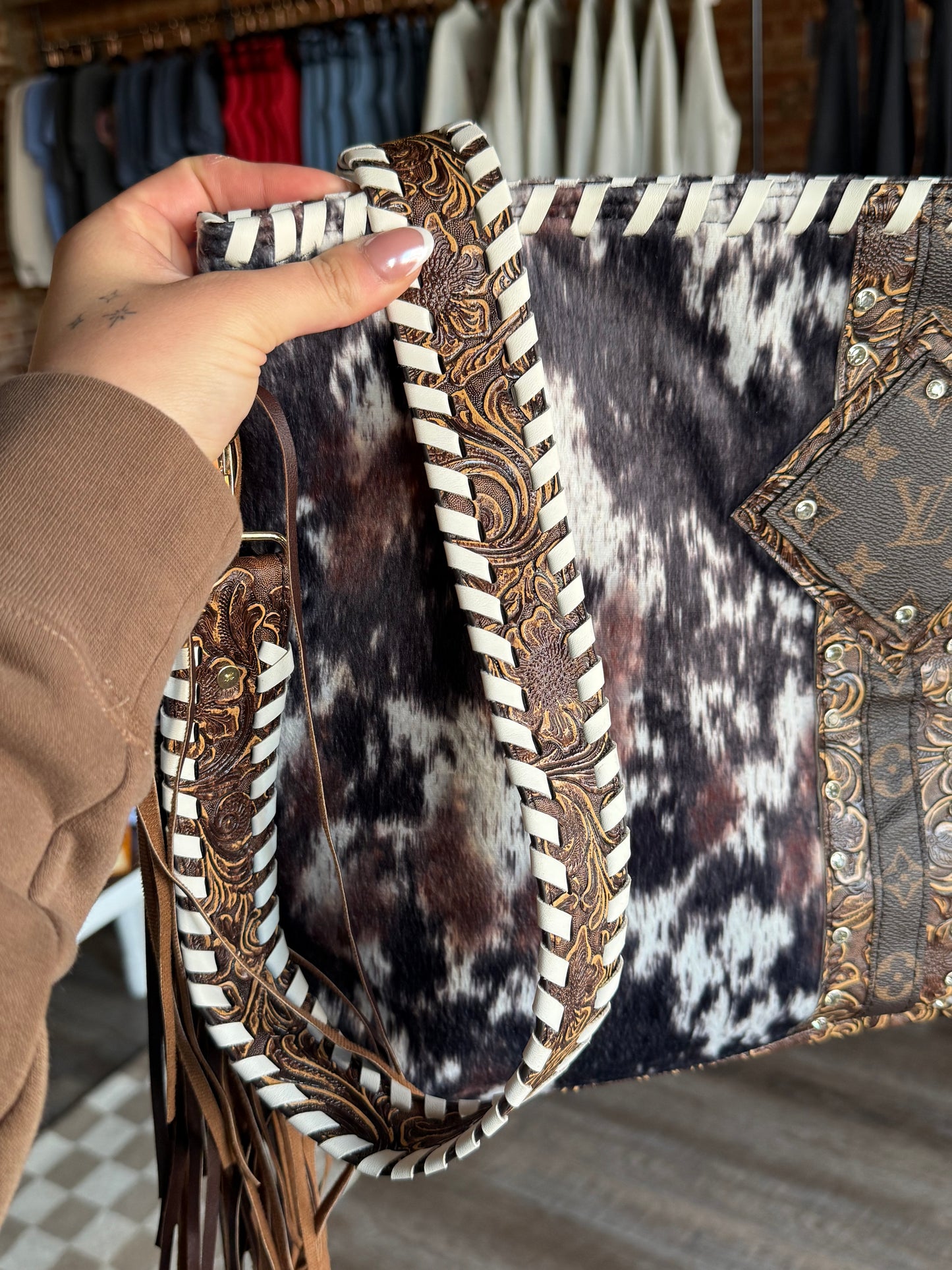Luxury Cowhide Fringe Bag