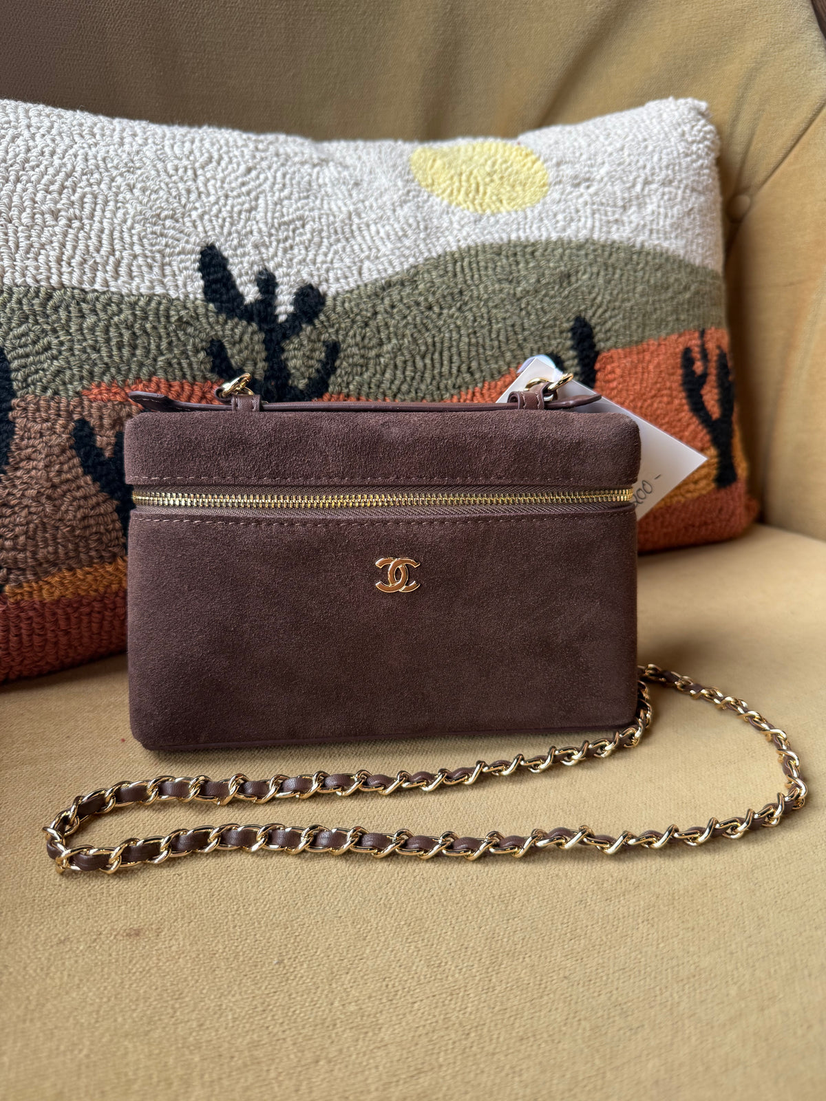 Luxury Mini Chocolate Suede Bag