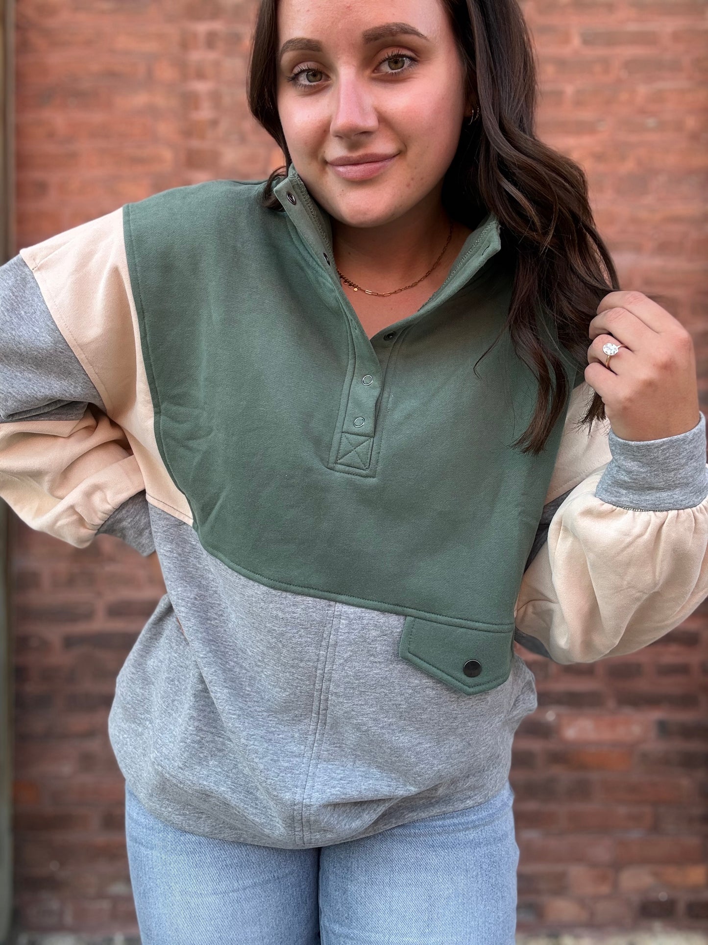 Colorblock Snap Crew