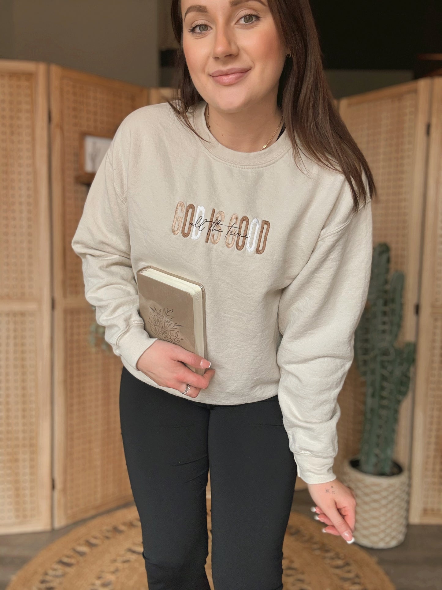 God Is Good Embroidered Crewneck