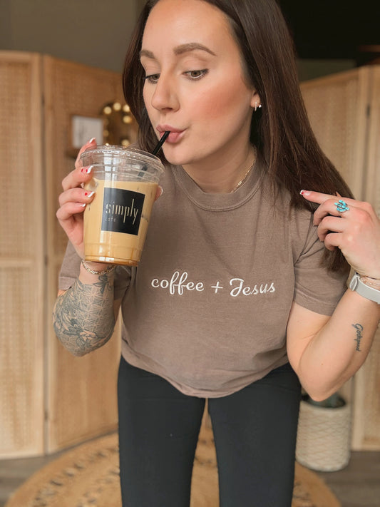 Coffee + Jesus Embroidered Tee