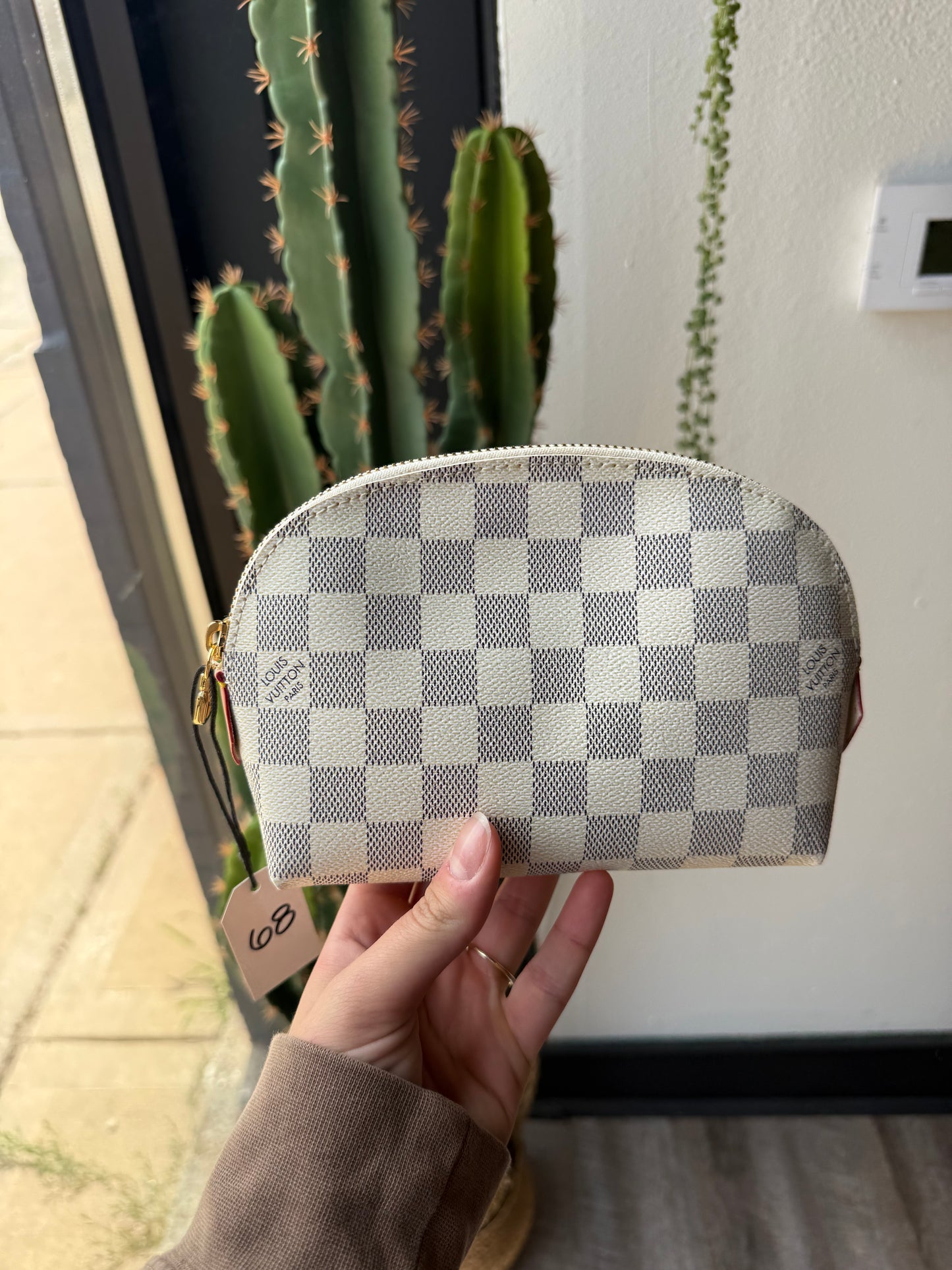 Luxury White Checker Makeup Pouch