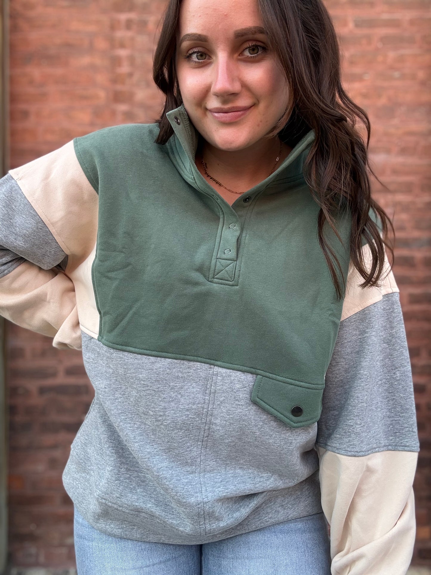 Colorblock Snap Crew