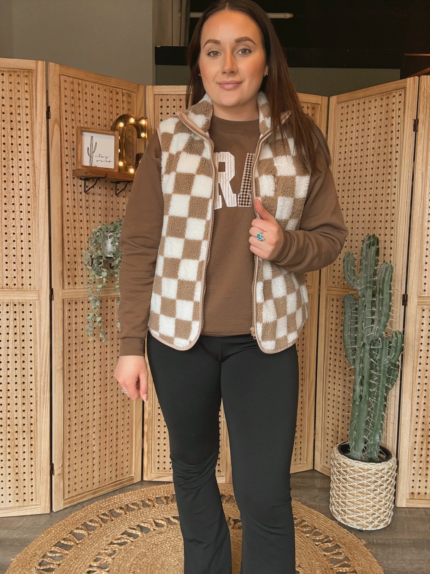 Checkered Sherpa Vest