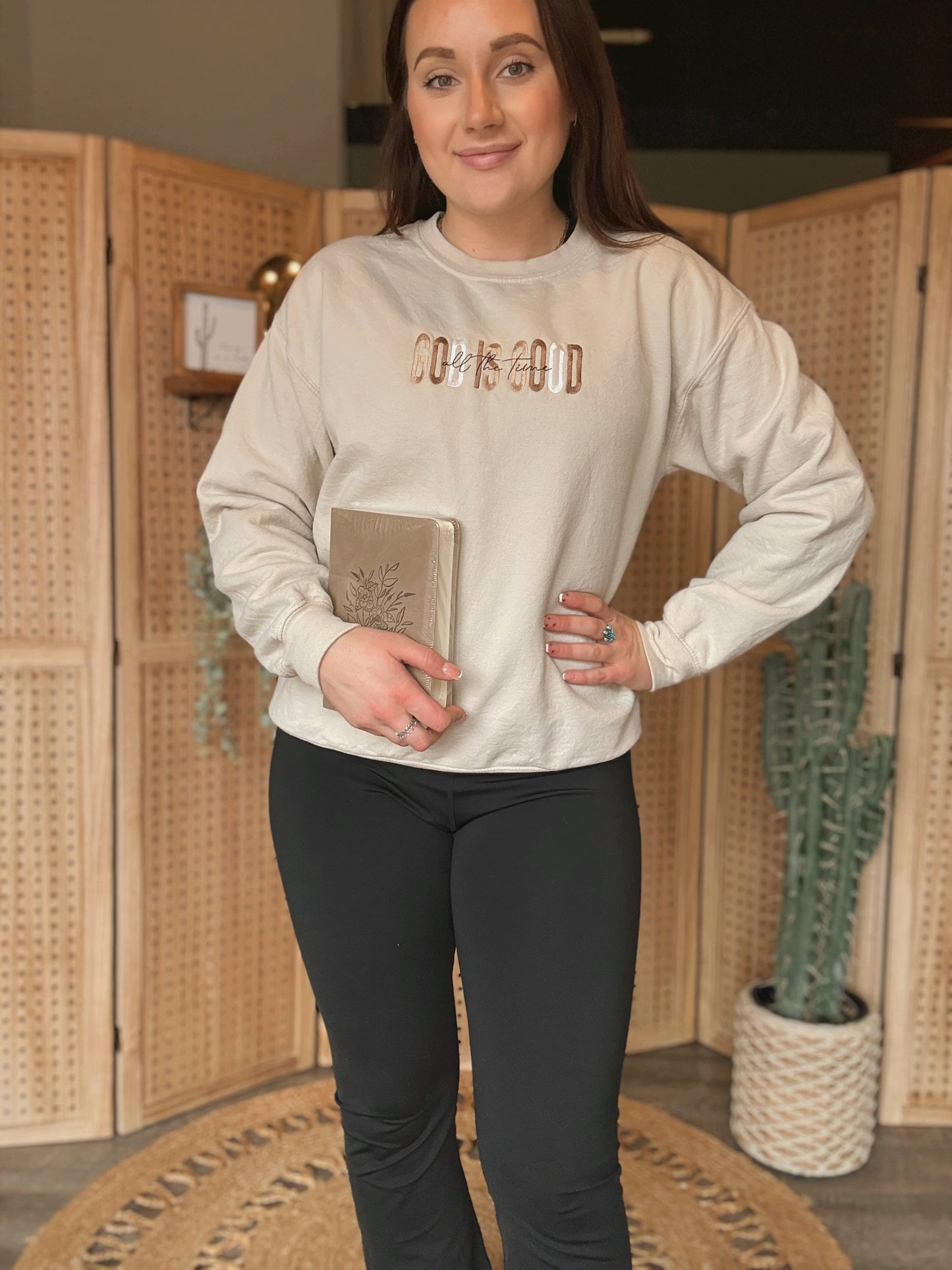 God Is Good Embroidered Crewneck