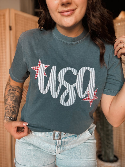 Navy USA Fabric Tee