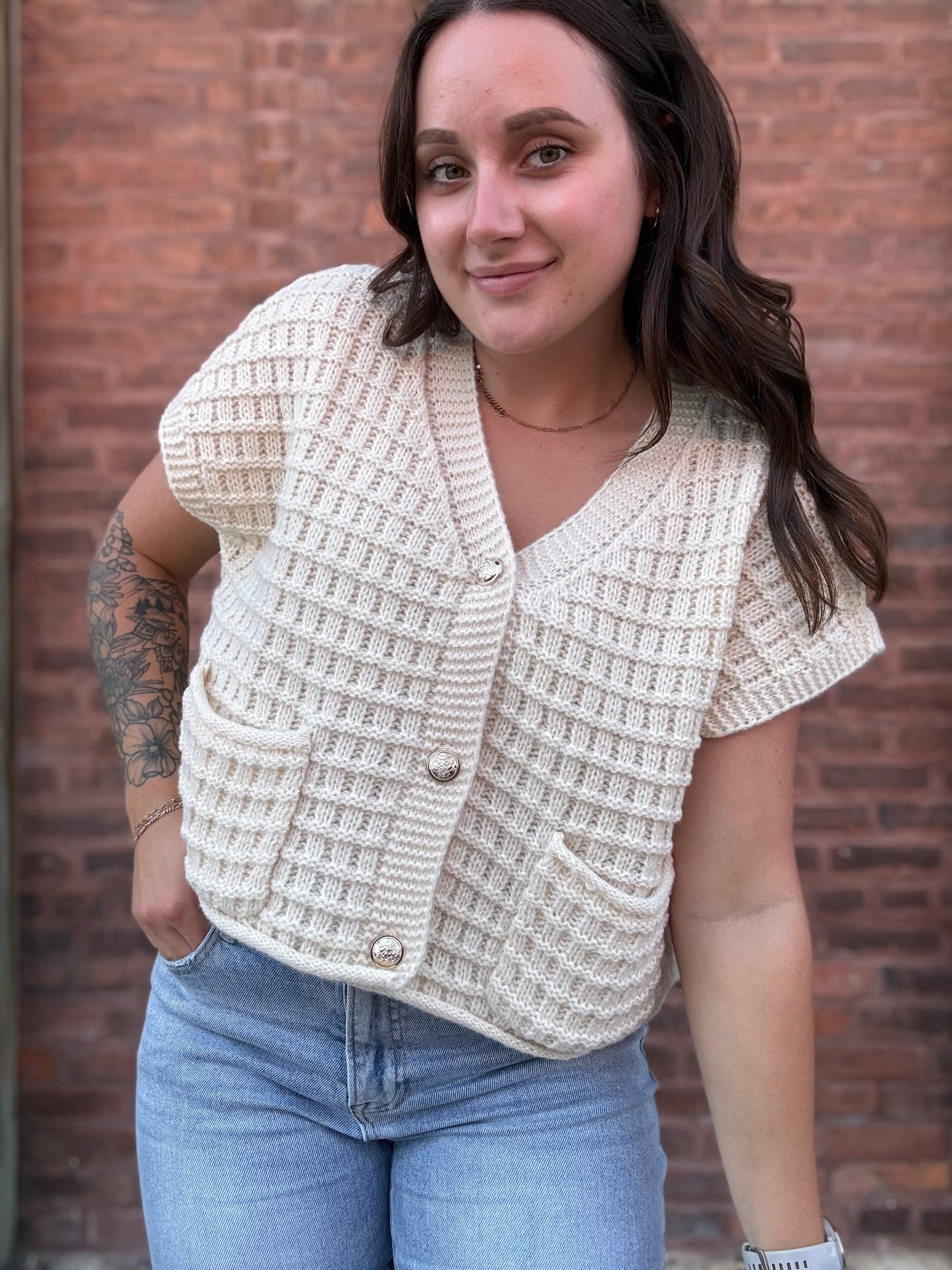 Cream Waffle Top