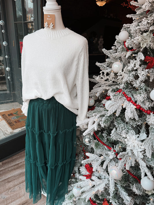 Tulle Tiered Midi Skirt