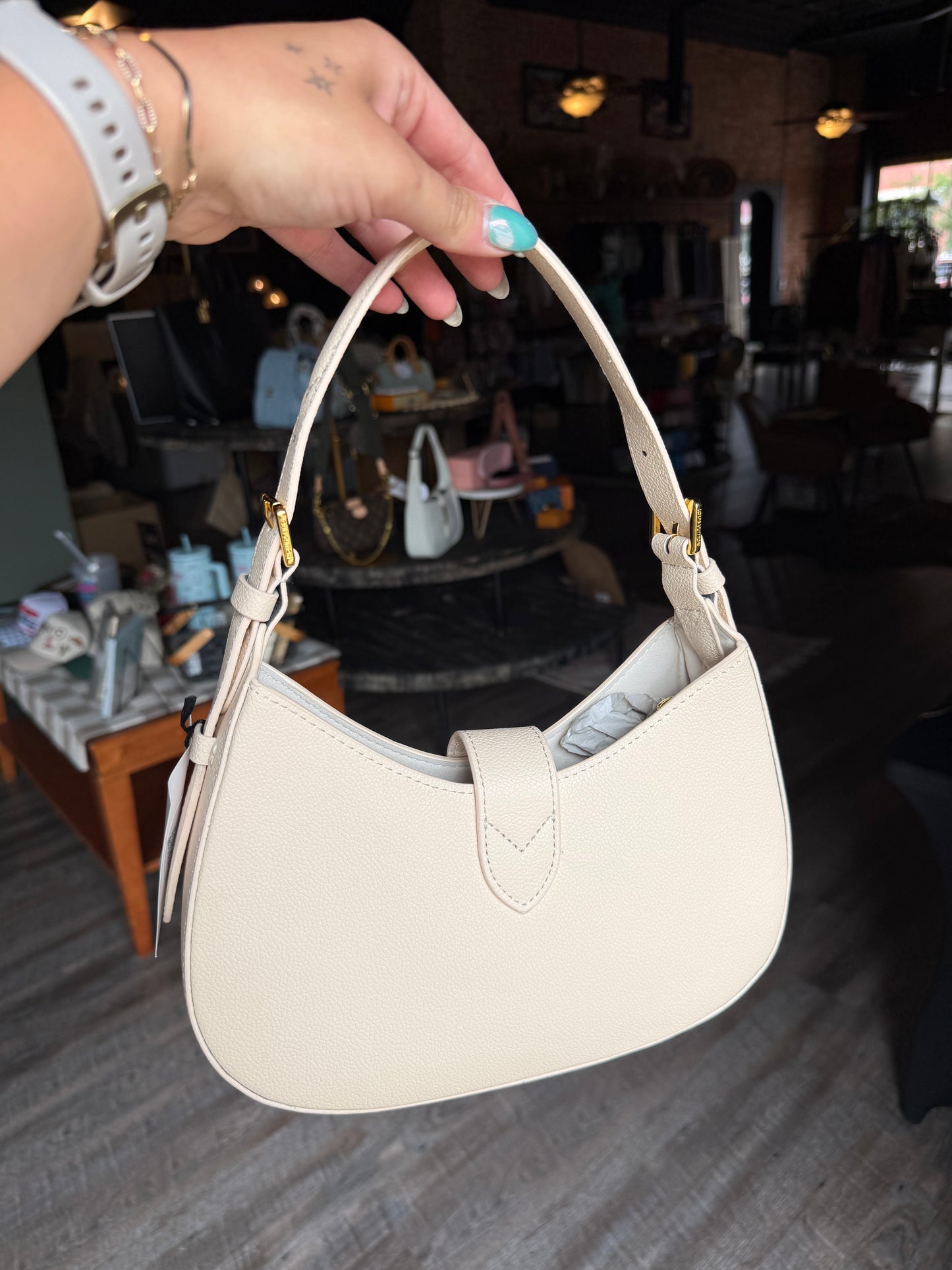 Luxury White Saddle Bag with Lock