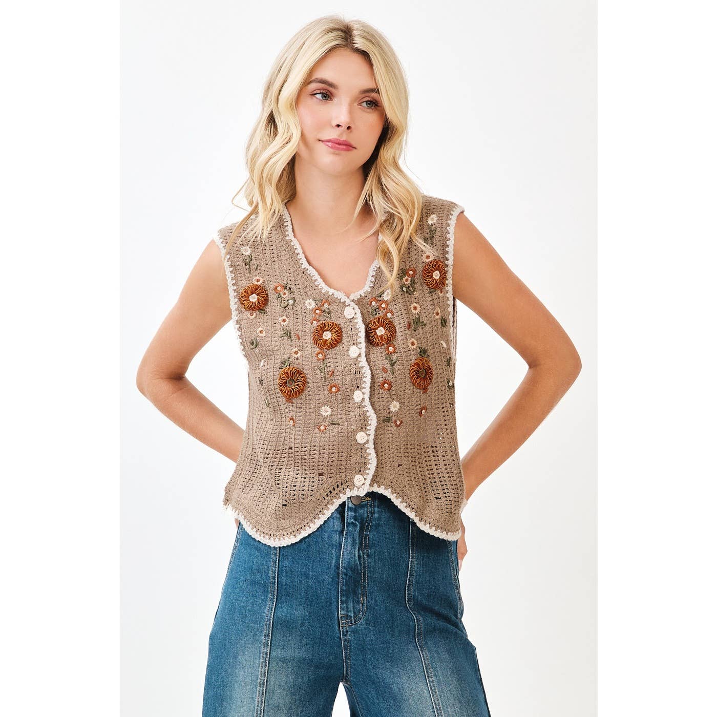 Fall Embroidery Crochet Vest