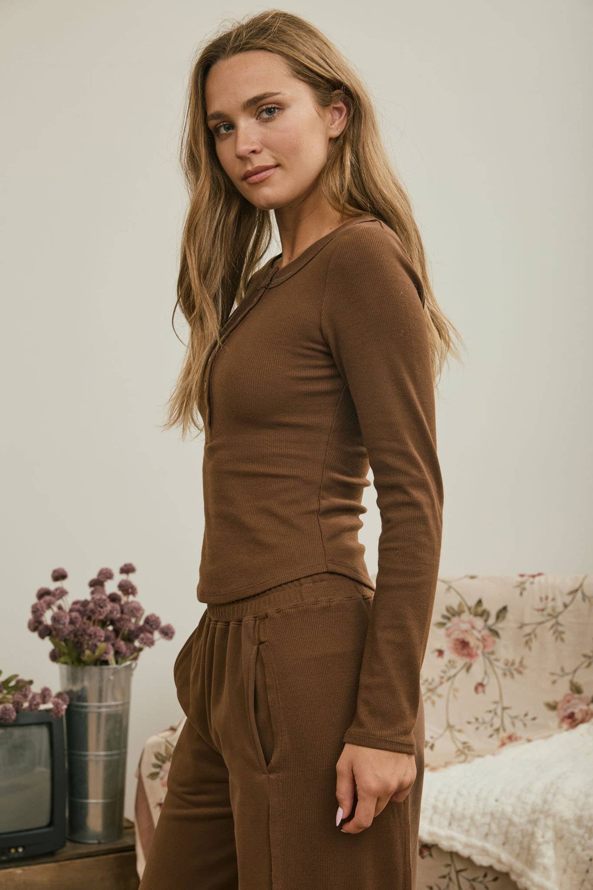 Ribbed Henley Top