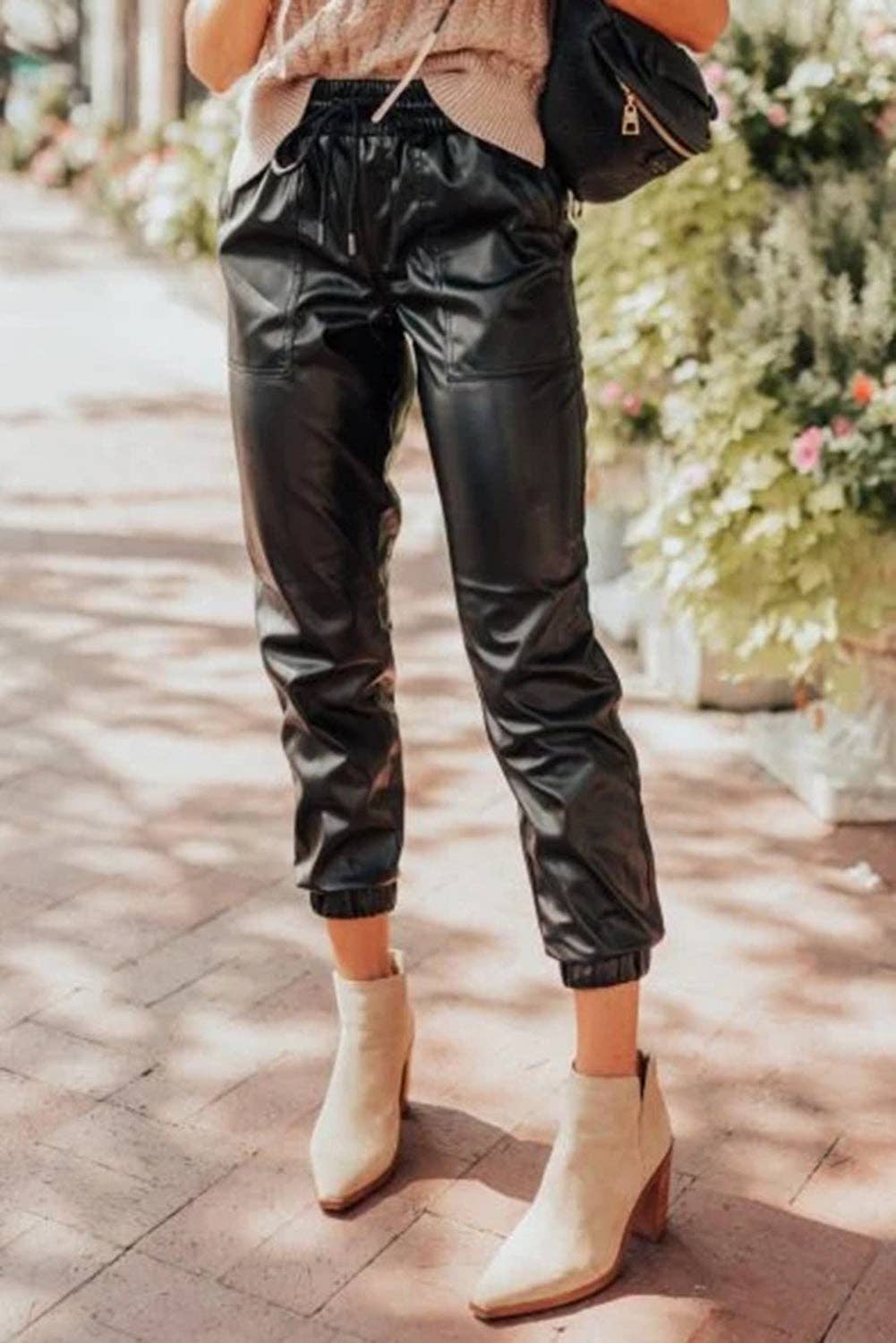 Faux Leather Joggers