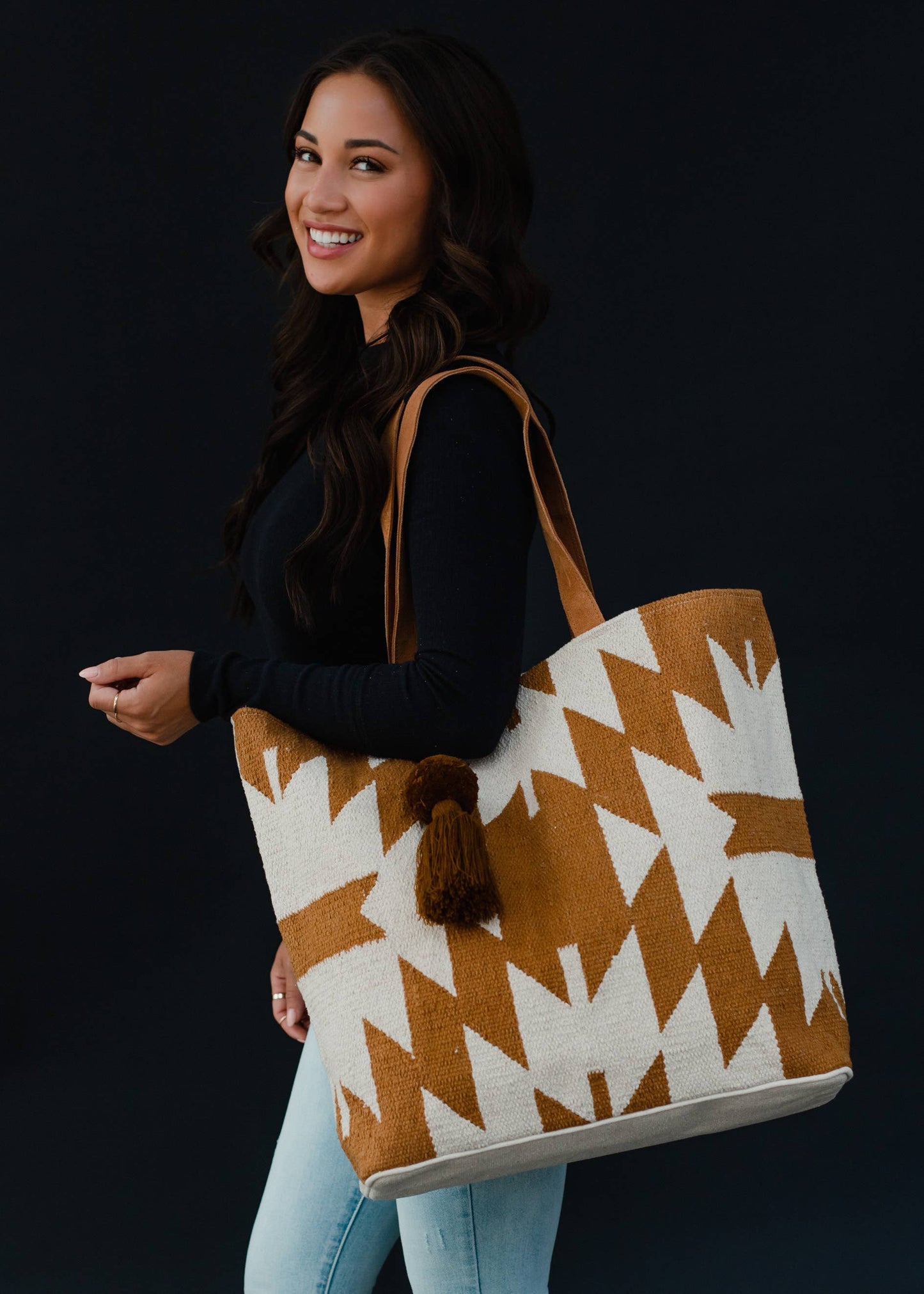 Camel & Cream Aztec Tote