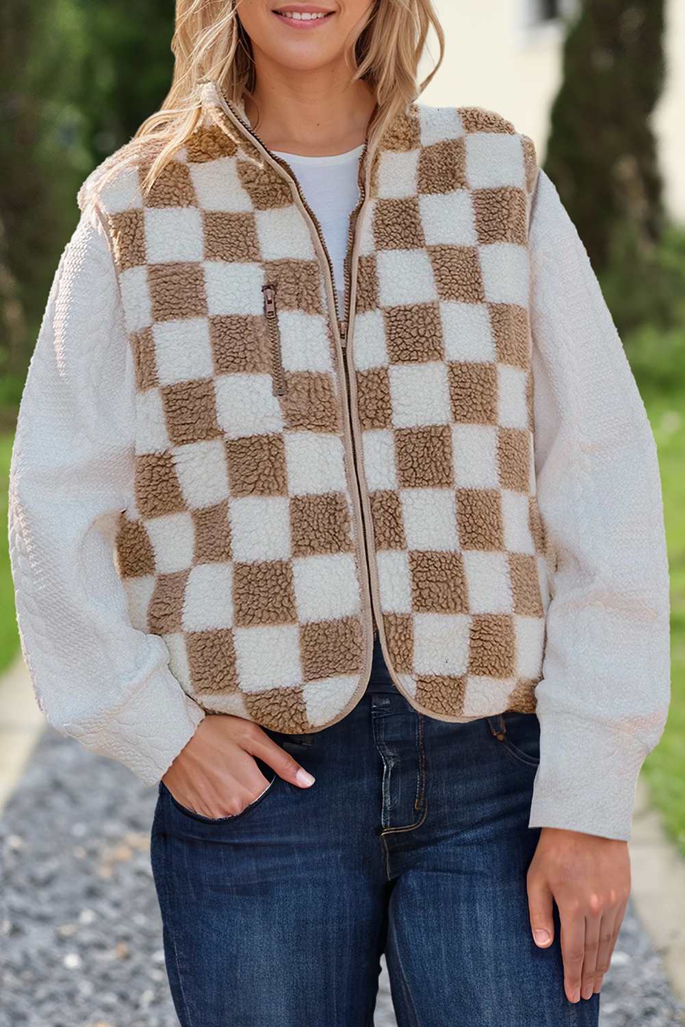 Checkered Sherpa Vest