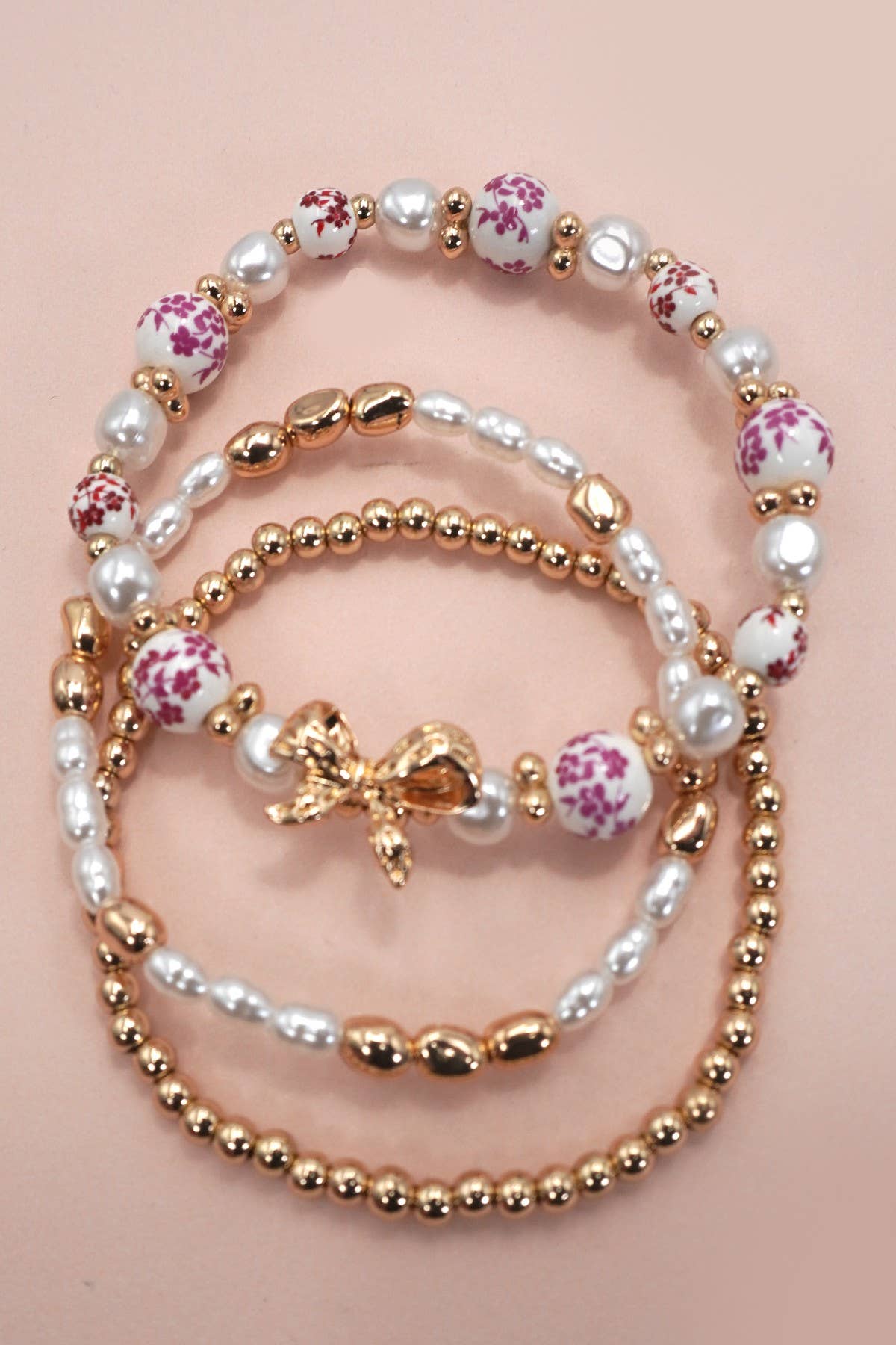 Pink Ceramic Bracelet Set