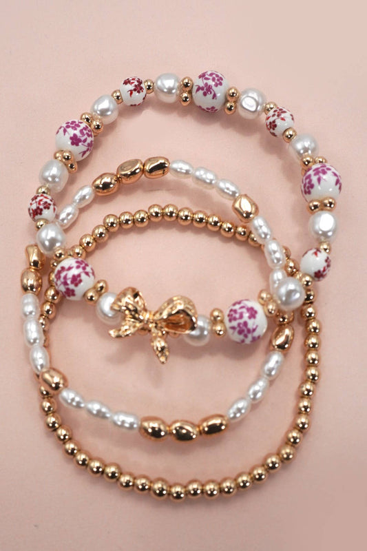 Pink Ceramic Bracelet Set