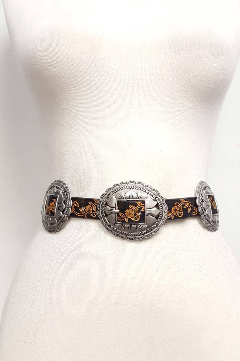 Western Oval Floral Concho Belt