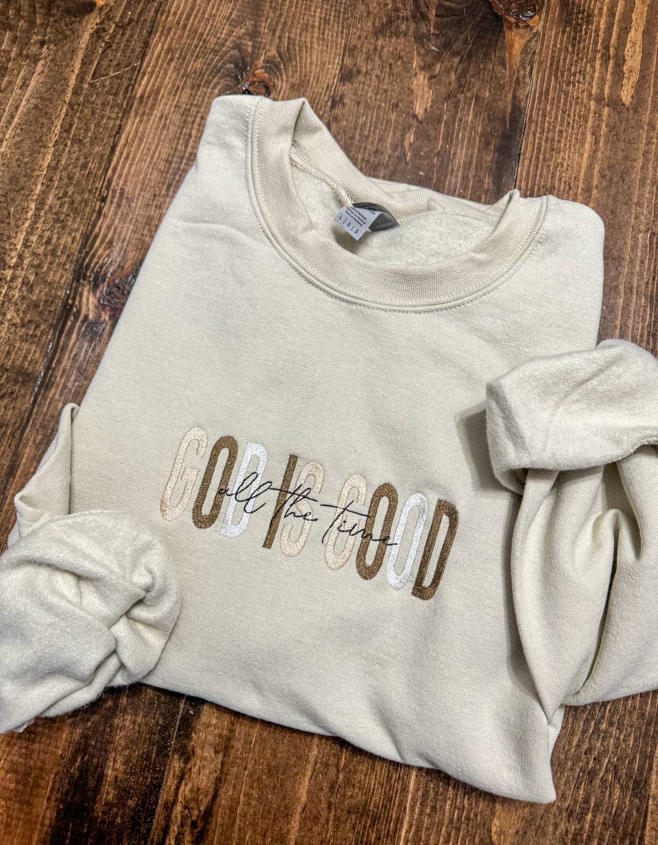God Is Good Embroidered Crewneck
