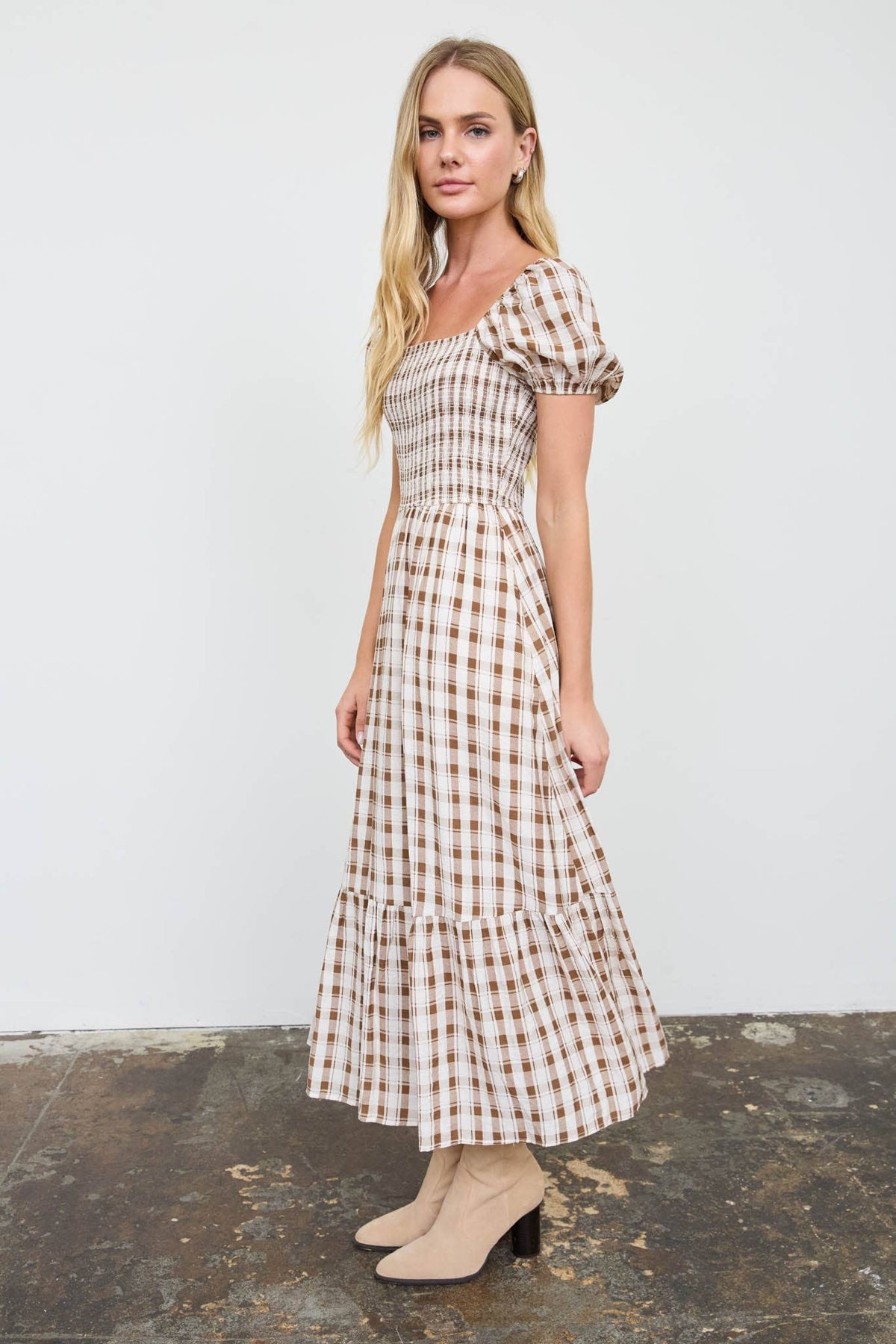 Gingham Tiered Fall Dress
