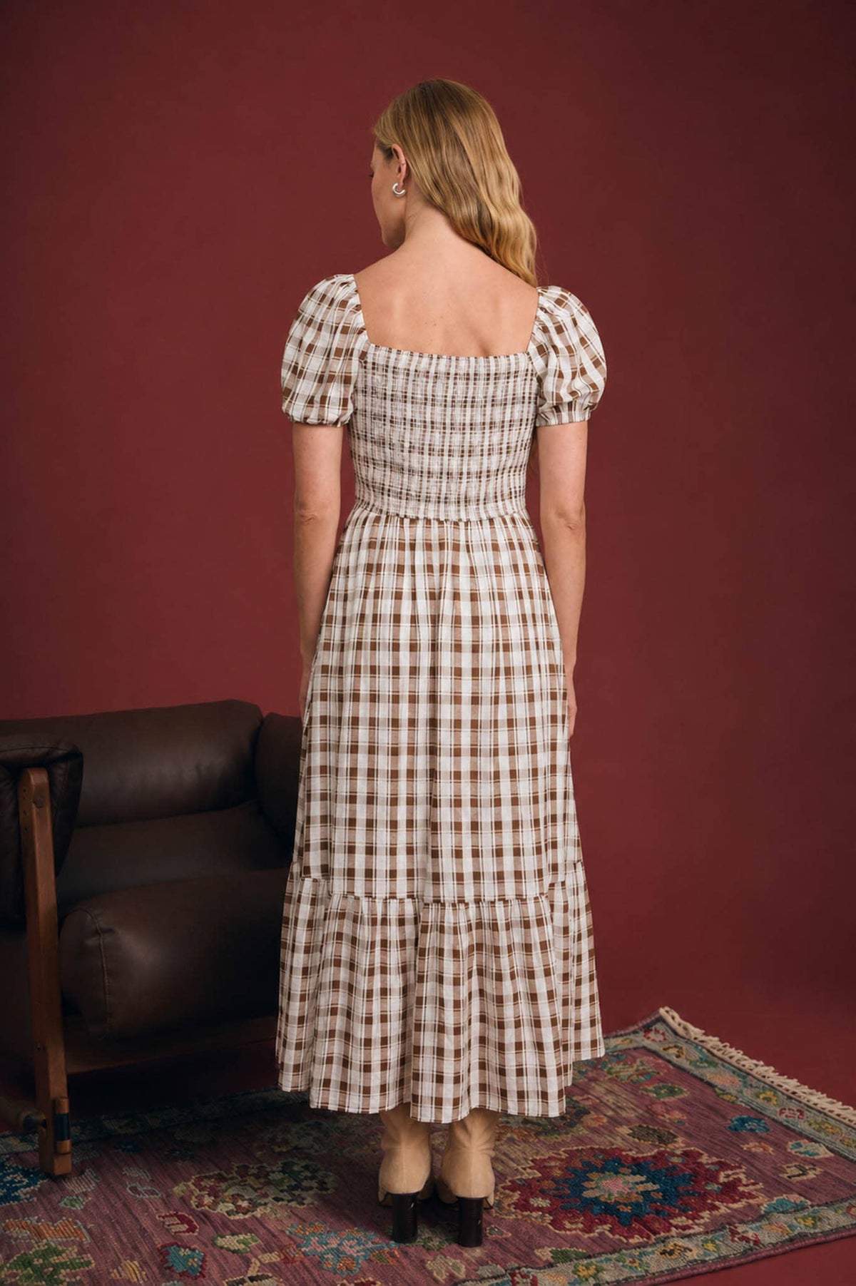 Gingham Tiered Fall Dress