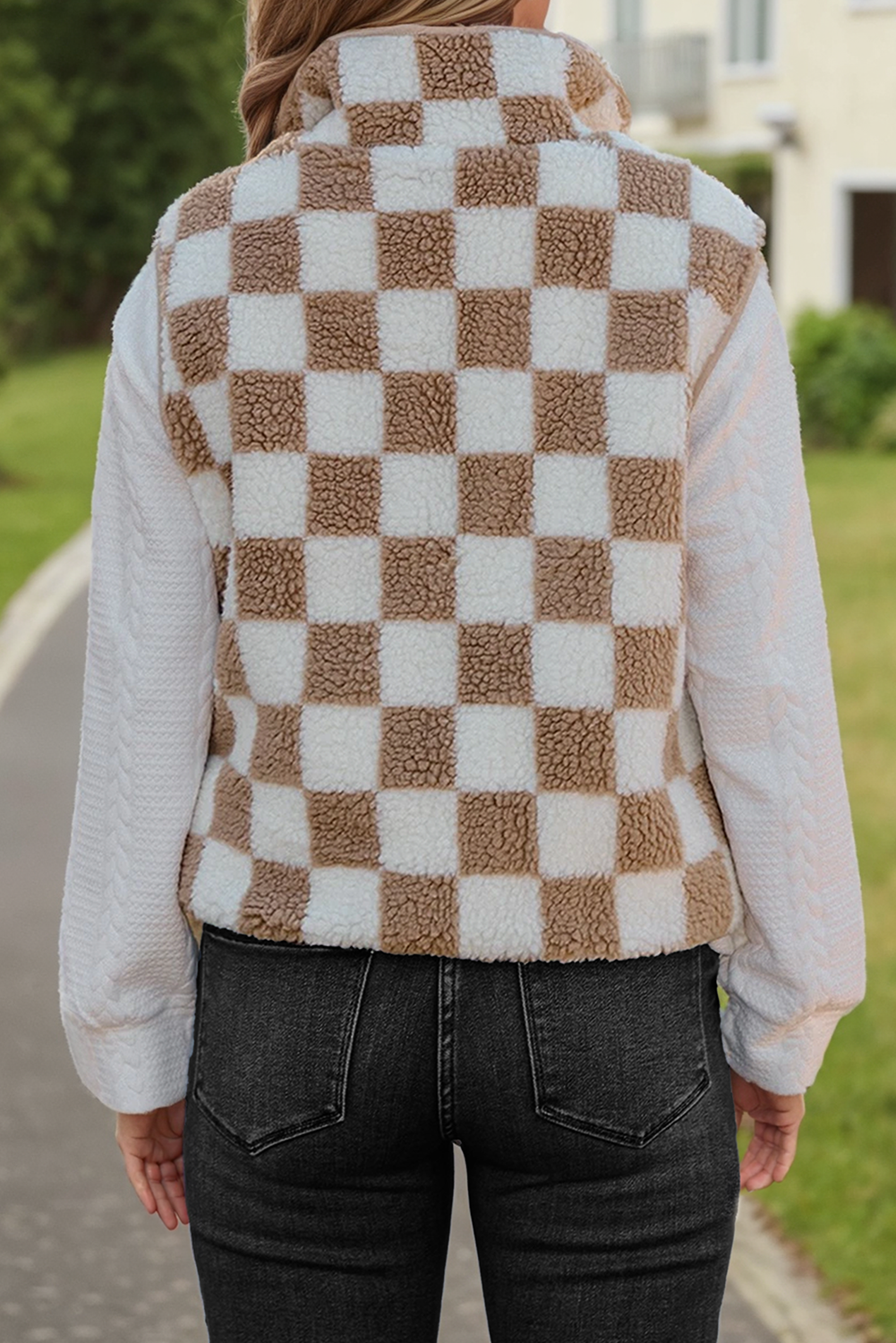 Checkered Sherpa Vest