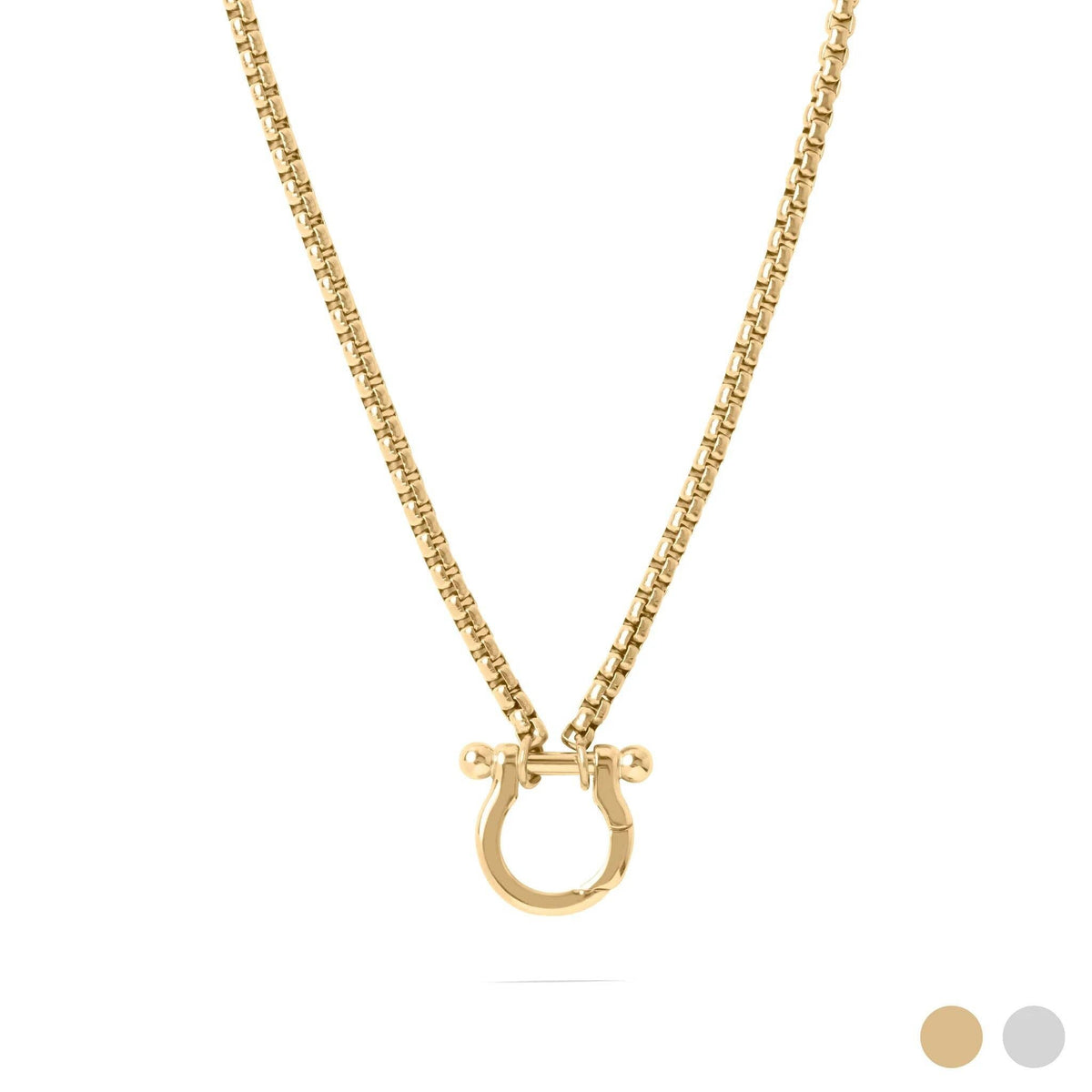 Gold Horse Shoe Carabiner Necklace