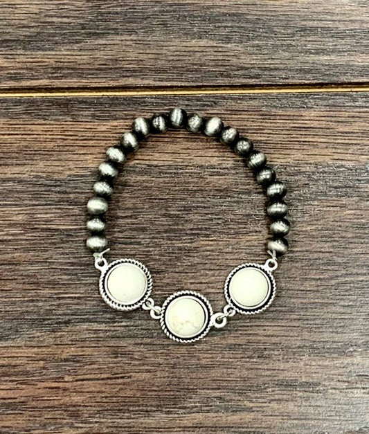 White Turquoise Stretch Bracelet