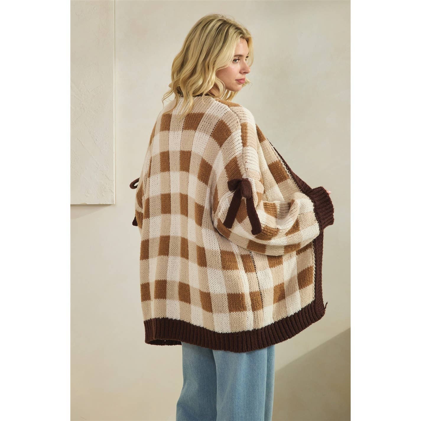 Mocha Checkered Cardigan