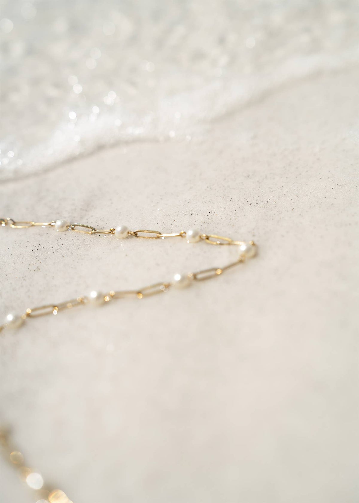 18K Pearl Paperclip Necklace