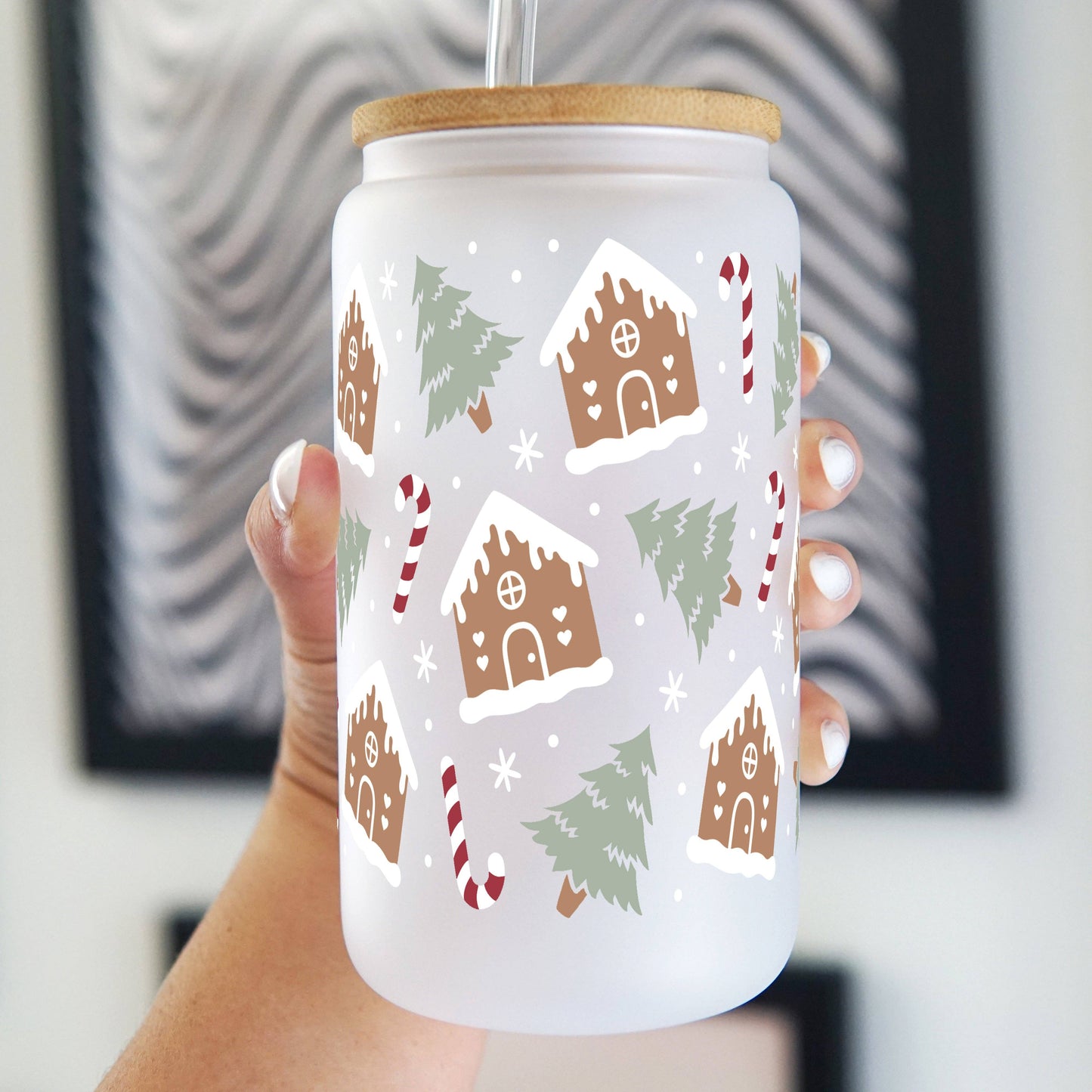 Gingerbread House Glass Cup