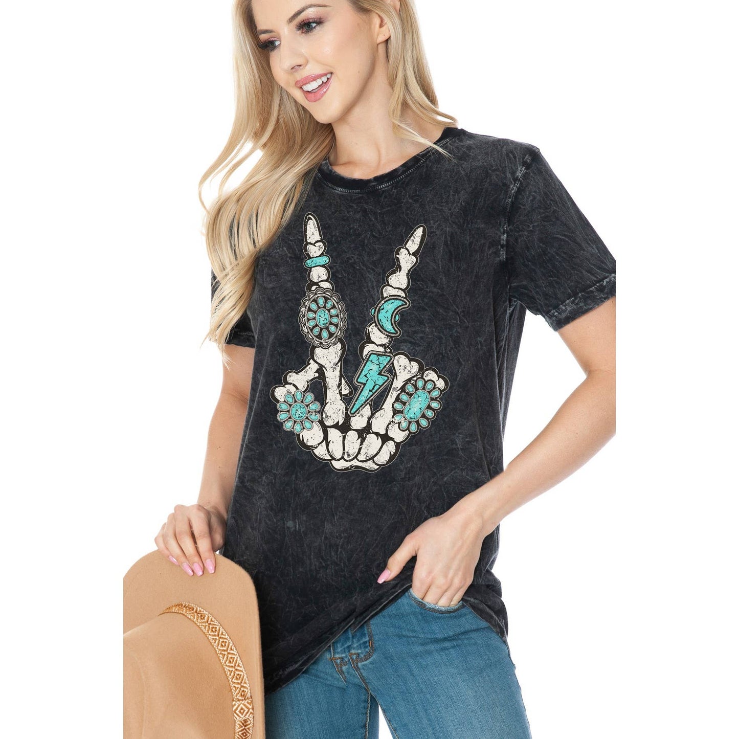 Skeleton Turquoise Peace Tee