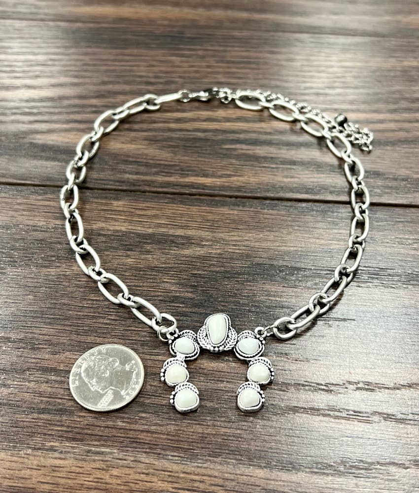 White Stone Chain Necklace