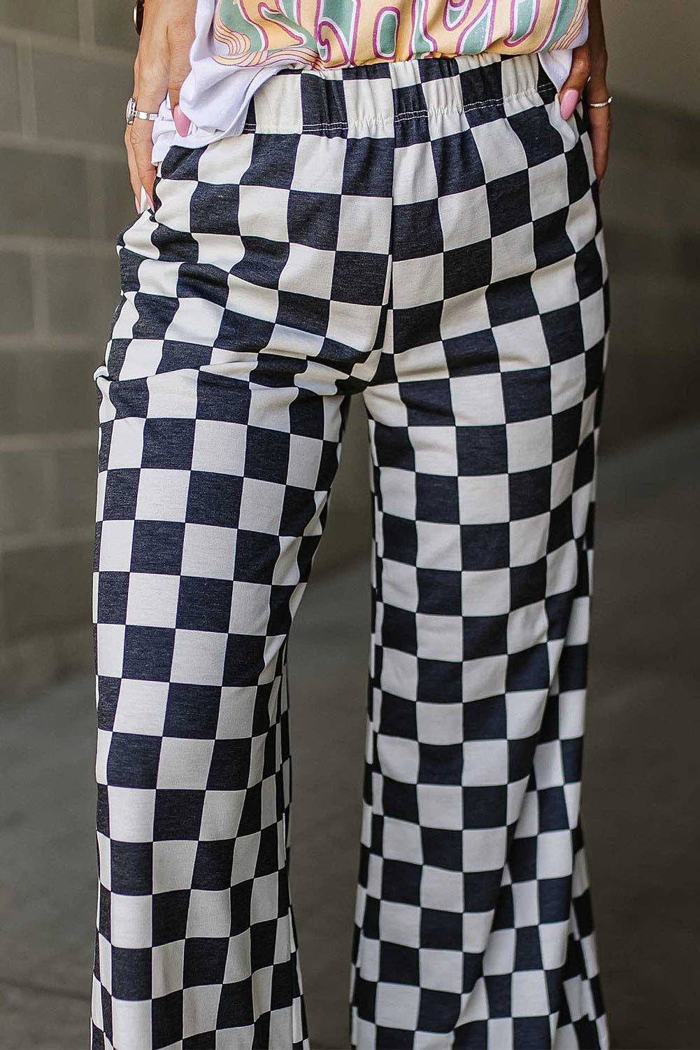 Checker High Waist Pants