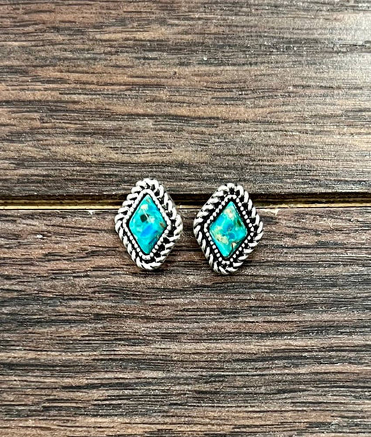 Turquoise Diamond Stud