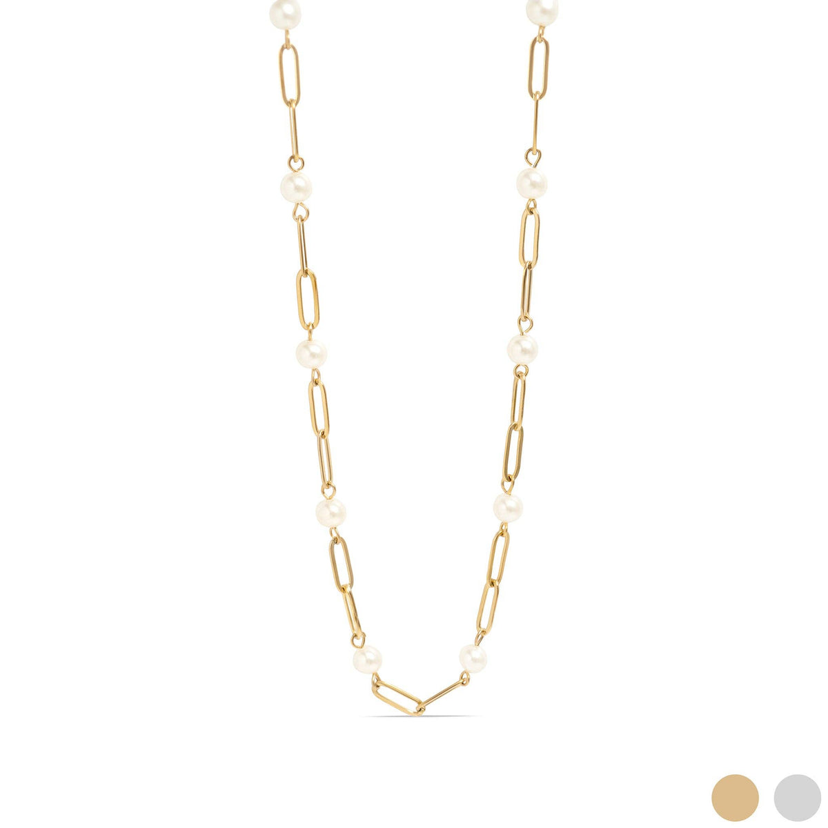 18K Pearl Paperclip Necklace