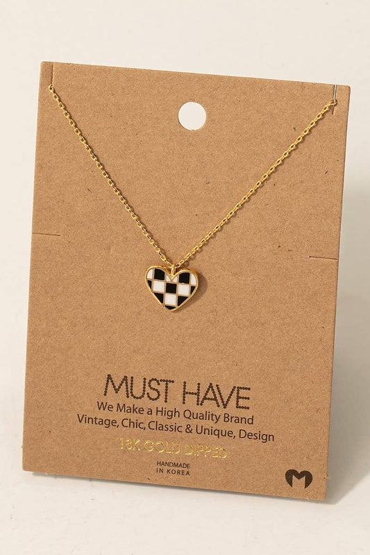 Checkered Heart Necklace