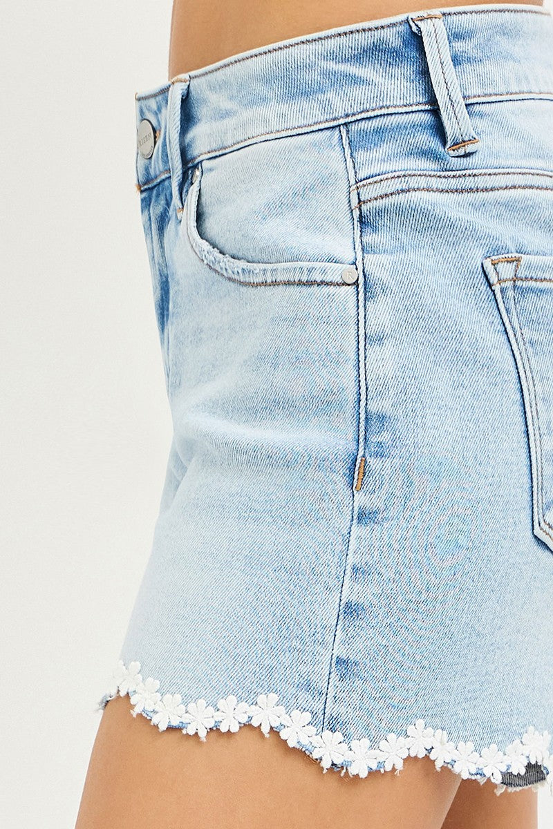 Floral Lace Hem Shorts