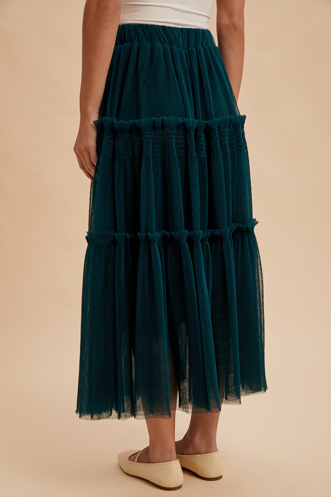 Tulle Tiered Midi Skirt